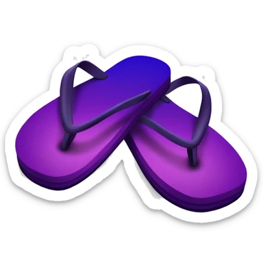 Realistic dark purple gradient pair of summer flip flops isolated. sticker