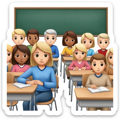 adults sitting in a classroom facing away sticker