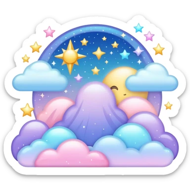 Pastel celestial glistening glossy sparkly shiny glittery scenery  sticker