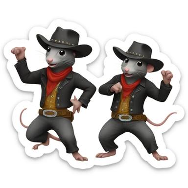 Cowboy rats dancing sticker