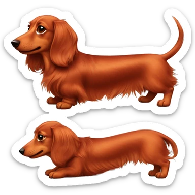 Red longhaired dachshund wants to be scratched on her belly sticker