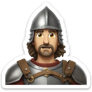 medieval man with a sword coming out of his mouth, looking up sticker