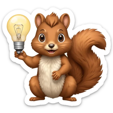 a squirrel with a lightbulb above its head, looking excited sticker