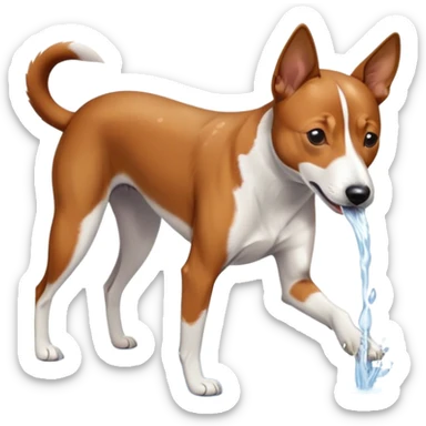 a basenji dog drinking water sticker