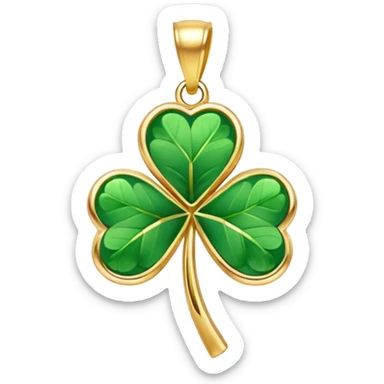 Lucky clover charm – green four-leaf clover, gold pendant sticker