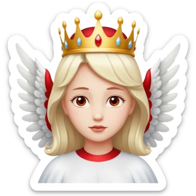 an angel with a red crown on her head, 4 wings sticker