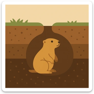 Flat design style Prairie dog under ground sticker