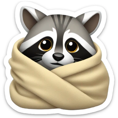 Raccoon wrapped in a blanket  sticker