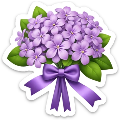 lilac flower bouquet with a bow tie sticker