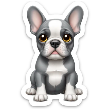 grey french bulldog puppy sticker