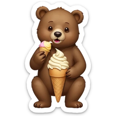 bear eating ice cream sticker