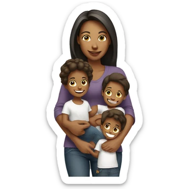 Mom and 5 children white sticker