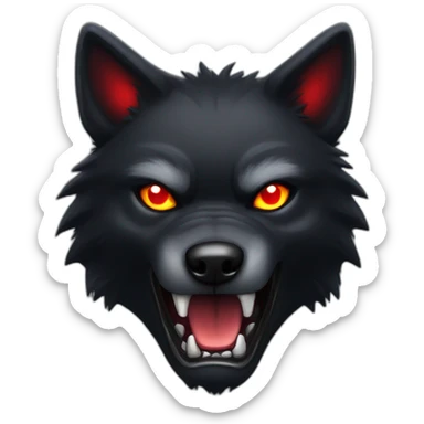angry black wolf, red glowing eyes sticker