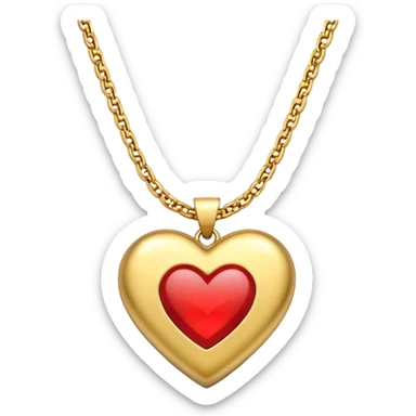 Gold necklace with heart pendant and letter w sticker