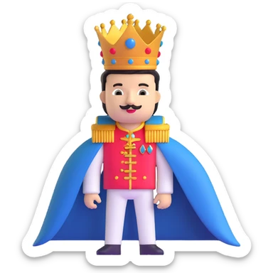 Freddie Mercury with crown and royal cape sticker