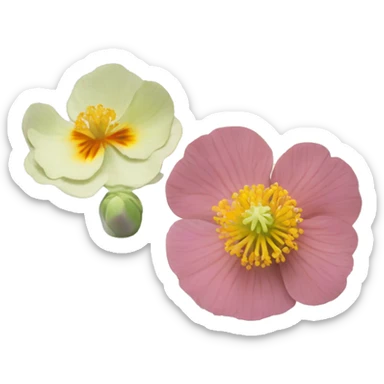 Anemone Rose yarrow anemone nasturtium iris flowers bokey sticker