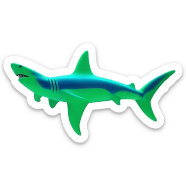 Fluorescent green colored hammerhead shark with blue lightning stripes all over it’s body sticker