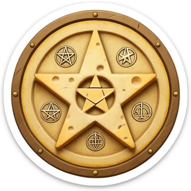 cheese wheel witchcraft occult pentagram sticker