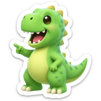 baby dinosaur pointing finger at you but also laughing sticker