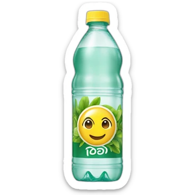 yellow liquid in a poland spring water bottle laying on it's side sticker