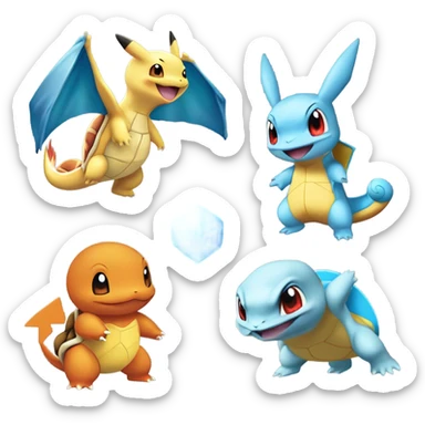 Squirtle charizard pikachu sticker