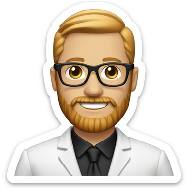White groom with black glasses and strawberry blonde long straight beard  sticker