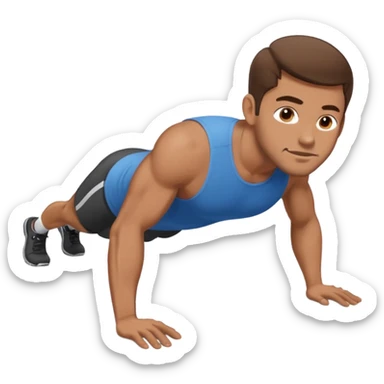 White man 2day stubble brown hair doing pushups  sticker