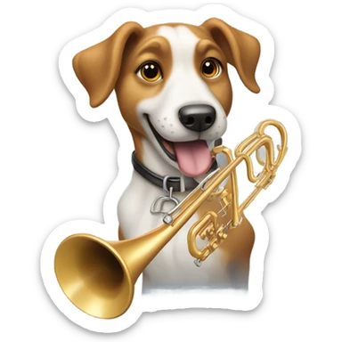 Dog playing the trombone sticker
