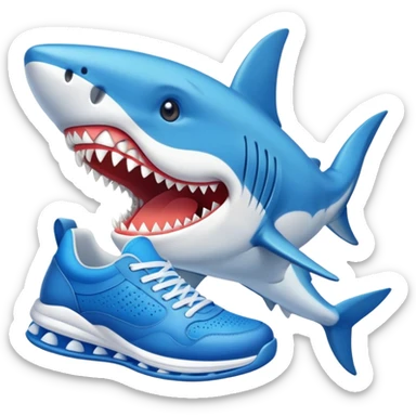 Tiburón con zapatos tenis azules sticker