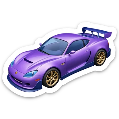 Purple and navy blue car doing a drift. sticker