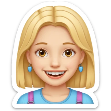 Braces girl, smiling sticker