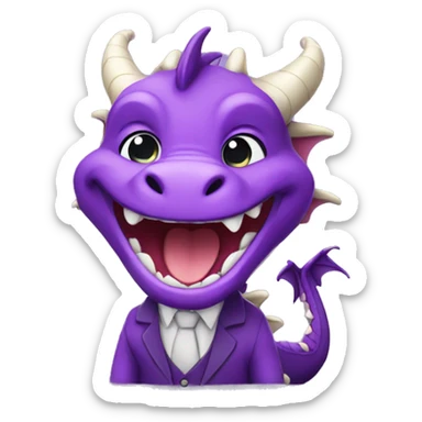 cute purple dragon laughing and wearing business clothes sticker