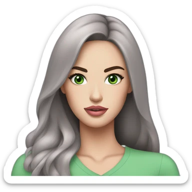 megan fox with green eyes and soft pink lips, blue shirt sticker