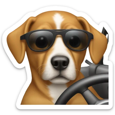 Dog driving a car with sunglasses on  sticker