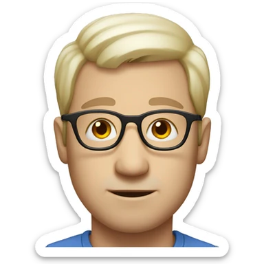 A man with white skin, glasses, and a mole under his eyes sticker