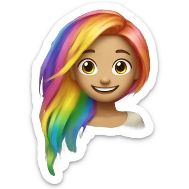 Use the image smiling rainbow hair girl and create a pack of emojis sticker