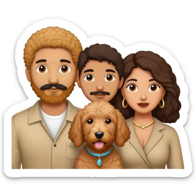 Goldendoodle with Indian man and Latina woman sticker