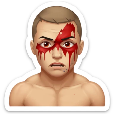 RUSSIAN MMA FIGHTER WITH BRUISED BODY IN VISIBLE PAIN sticker