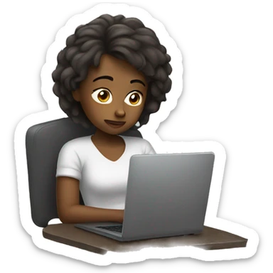 tired girl with a laptop sticker