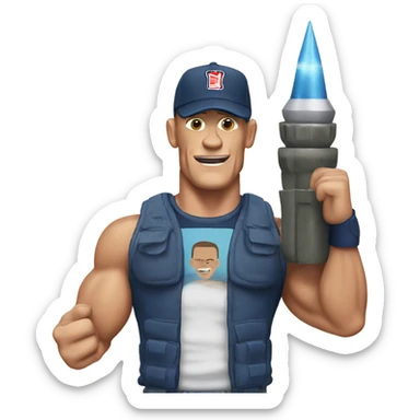 John Cena holding a rocket launcher sticker