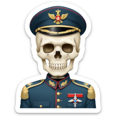 generate a realistic skeleton in a Russian military uniform sticker