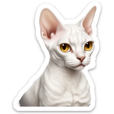A white devon Rex cat looking menacing sticker