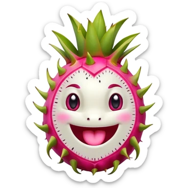 dragon fruit with happy cute face sticker