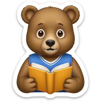 student bear with book sticker
