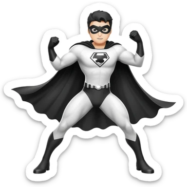 Chat type Félix noir et blanc en super-héros  sticker