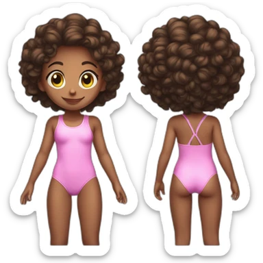 full body little girl pink one-piece swiimsuit cute adorable sticker