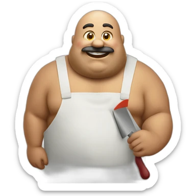 Big Fat man Portuguese with burger and trowel sticker