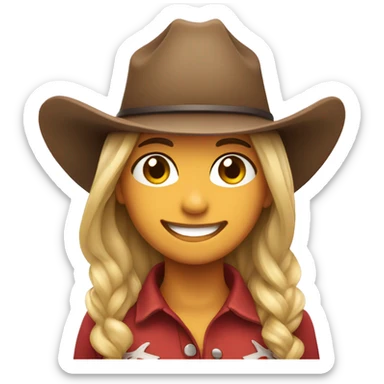 smiling girl in a cowboy hat sticker