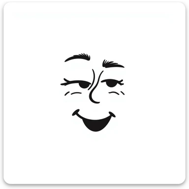 hand-drawn doodle of a squinting face with simple lines sticker