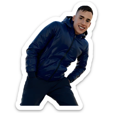 smiling boy in sunrise jacket sticker